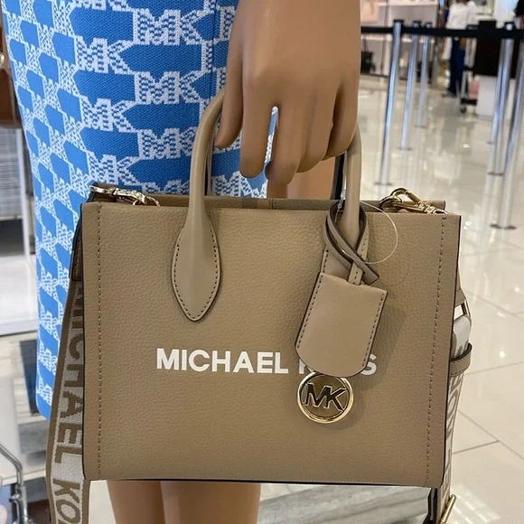 Michael Kors Mirella Small Pebbled Leather Shopper Top Zip Crossbody XBODY Tote